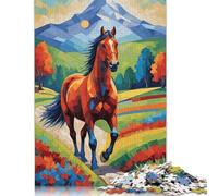 Puzzle digitale da 500 pezzi con cavallo colorato in un paesaggio, per adulti, gioco educativo, sfida giocattolo, 500 pezzi (52x38 cm)