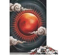 Puzzle digitale da 500 pezzi con sole rosso e nuvole per adulti e adolescenti, giochi educativi per la casa, giocattoli fai da te, regali di Natale, 500 pezzi (52x38 cm)