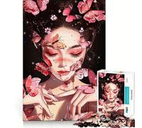 Puzzle digitale "Donna con farfalle" da 1000 pezzi per adulti,gioco di problem solving,taglio di qualità professionale,rilassante attività di gruppo al chiuso (38x26cm)