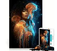 Puzzle digitale "Donna con meduse" da 1000 pezzi,ideale per un divertente percorso di memoria,con superficie liscia e priva di sbavature,una sfida stimolante per il tempo libero (38x26cm)