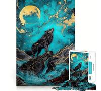 Puzzle digitale "Lupo che ulula alla luna" da 1000 pezzi esercizio mentale divertente,pezzi che si incastrano perfettamente,un modo coinvolgente per passare il tempo libero (38x52cm)