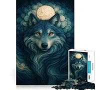 Puzzle digitale Lupo e Luna da 1000 pezzi,gioco cognitivo divertente con struttura a incastro precisa,attività per rafforzare i legami affettivi con i propri cari (50x75cm)