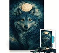 Puzzle digitale Lupo e Luna da 1000 pezzi per adulti Pensa,allena,gioca Incastra bene i pezzi,nessun pezzo si stacca alleviare lo stress (38x52cm)