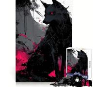 Puzzle digitale "Lupo nero dagli occhi rossi" da 1000 pezzi per adulti, ideale per il benessere mentale, un'attività rilassante e piacevole, con incastro perfetto Regalo perfetto (38x26cm)