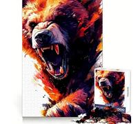 Puzzle digitale "Orso ruggente" da 1000 pezzi per ragazzi, ideale per migliorare la memoria, per un relax informale e per esporre opere d'arte dai tagli netti (38x52cm)