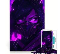 Puzzle digitale per adulti con immagine di una guerriera mascherata viola, 1000 pezzi, stimola la memoria, rilassante, taglio di alta qualità, regalo perfetto (38x26cm)