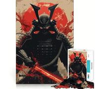 Puzzle digitale per adulti "Guerriero Samurai con Spada Rossa", 1000 pezzi, rompicapo, rilassante, con schema di montaggio, ideale come regalo di Babbo Natale (38x26cm)