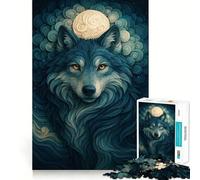 Puzzle digitale per adulti "Lupo e Luna" da 1000 pezzi,gioco di memoria,taglio di alta precisione,attività creativa per momenti di tranquillità ed esercizio mentale a casa (38x26cm)