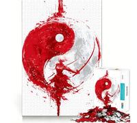 Puzzle digitale Yin Yang Warrior Woman da 1000 pezzi,Memory Train,divertente,superficie liscia e priva di sbavature,sfida stimolante per il tempo libero (50x75cm)