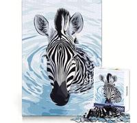 Puzzle digitale "Zebra nell'acqua" da 1000 pezzi per adolescenti, sfida mentale, relax, tempo libero, incastro perfetto, regalo di Natale (38x52cm)