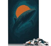 Puzzle digitali da 1000 pezzi con squalo balena e sole per adulti, puzzle di carta, rompicapo per bambini, 38x26 cm/1000 pezzi