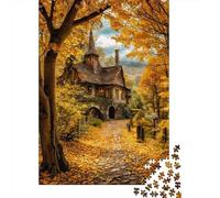Puzzle Dimora Forestale Sentiero Autunnale, 1000 pezzi carta riciclata over 12 anni, regalo divertente per la casa 52x38cm/1000pcs