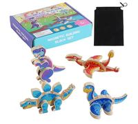 Puzzle Dinosauri in Legno,Puzzle Dinosauri | Giocattolo magnetico Dinosauro,4X Giocattoli Puzzle Animali con Borsa di Stoccaggio per asilo