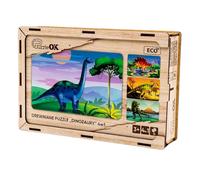 Puzzle dinosauro in legno 4 in 1
