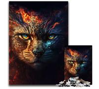 Puzzle "Dipingi il volto del gatto con il fuoco" da 1000 pezzi per adulti. Puzzle impossibili per adulti,per decorazioni per la casa,allenamento del cervello e regali per le feste,50x75CM
