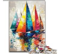 Puzzle dipinto a olio di barche a vela da 1000 pezzi per adulti, gioco stimolante e collezione di artisti per famiglie, belle arti per bambini dai 14 anni in su (26x38cm)