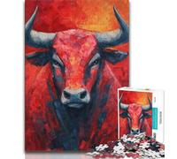 Puzzle dipinto a olio di toro da 1000 pezzi per adolescenti, difficile da completare ma divertente e umoristico, regalo di compleanno, regali, arte murale (38x26cm)