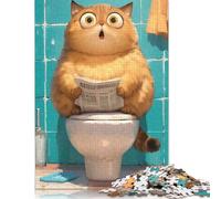 Puzzle divertente a forma di gatto con toilette, puzzle rettangolare di alta qualità in carta riciclata al 100%, per adulti e adolescenti, 1000 pezzi (38x26 cm)
