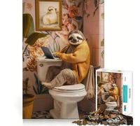 Puzzle divertente con bradipo, ideale per laptop e WC, per adolescenti, con 1000 pezzi per allenare la mente, attività per la casa, taglio di precisione, decorazione da parete 38x52cm