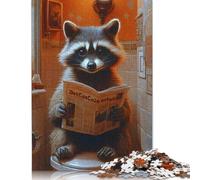 Puzzle divertente con procione che legge il giornale, immagini personalizzabili, puzzle in cartone riciclato al 100% per adulti e adolescenti, 1000 pezzi (38x26 cm)