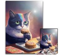 Puzzle divertente da 1000 pezzi con gatto che mangia biscotti per adulti, puzzle per adulti per adolescenti e divertimento in famiglia - Gioco rompicapo fai da te, regalo 50x75CM/19,68x29,52 pollici