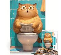 Puzzle divertente da 1000 pezzi con gatto e toilette per adolescenti, ideale per migliorare la memoria e alleviare lo stress, con taglio di alta qualità e come regalo 50x75cm