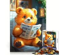 Puzzle divertente da 1000 pezzi con orso che legge il giornale sul water, ideale per adolescenti Un'esperienza stimolante e piacevole per i momenti di relax Un regalo perfetto (38x26cm)