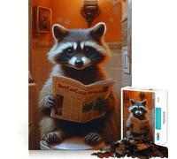 Puzzle divertente da 1000 pezzi con un procione che legge il giornale in bagno, ideale per adolescenti, un gioco per allenare la mente, un design rilassante e un regalo prezioso (38x26cm)