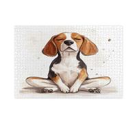 Puzzle divertenti a forma di cane beagle, per adulti, 1000 pezzi, puzzle in legno con cucciolo di yoga e sport, simpatici e divertenti decorazioni stampate per feste di intrattenimento