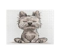 Puzzle divertenti a forma di cane Cairn Terrier, per adulti, 500 pezzi, puzzle in legno stampato con cucciolo di yoga, decorazioni divertenti per feste di intrattenimento