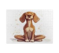 Puzzle divertenti a forma di cane Coonhound, per adulti, 500 pezzi, puzzle in legno stampato con cucciolo di yoga, decorazioni divertenti per feste di intrattenimento