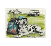 Puzzle divertenti a forma di cane dalmata per adulti, 500 pezzi, puzzle stampati in legno con cucciolo di golf, divertente decorazione per la casa e l'intrattenimento