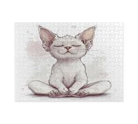 Puzzle divertenti a forma di gatto Devon Rex, per adulti, 500 pezzi, in legno, con stampa di gattini sportivi, simpatici e divertenti, decorazioni per feste di intrattenimento