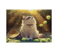Puzzle divertenti a forma di gatto ragdoll per adulti, 500 pezzi, puzzle in legno con gattini sportivi e tennis, decorazione divertente per la casa