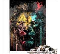 Puzzle divertenti Puzzle artistici per adulti 1000 pezzi Pittura leoni Puzzle in legno Puzzle per famiglie per bambini Rompicapo Puzzle per adulti 1000 pezzi （50x75 cm）