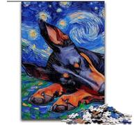 Puzzle Doberman Night Sky da 1000 pezzi per adolescenti, giochi educativi fai da te con poster abbinato e foglio di quiz per età 14+ (26x38cm)