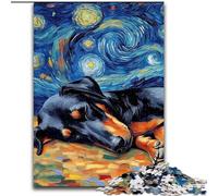 Puzzle Doberman Night Sky per adulti e adolescenti, 1000 pezzi, gioco stimolante e interazione tra genitori e figli (26x38cm)