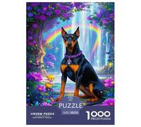 Puzzle Doberman Pinscher Dog A 1000 Pezzi Per Adulti,Flower Garden Gioco Diabilità Impossibile Puzzle Pittura Gioco Intellettivo Familiare Regalo Per Amore E Amico 38x26cm/1000pcs