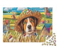 Puzzle Dog with Straw Hat in Wheat Field 1000 Pezzi Per Adulti Pet - Sfidanti, Rilassamento E Gioco Familiare Per Ideale, Decorazione E Regalo 70x50cm/1000pcs