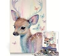 Puzzle "Dolce cerbiatto con farfalla" da 1000 pezzi per ragazzi, gioco di logica, momento di relax, design di qualità, regalo perfetto 38x26cm