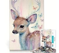 Puzzle "Dolce cerbiatto con farfalla" da 1000 pezzi per ragazzi, gioco di logica, momento di relax, design di qualità, regalo perfetto 38x26cm