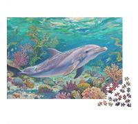 Puzzle Dolphin A 1000 Pezzi, Puzzle Coral Reef Adulti Gioco Diabilità Impossibile Puzzle Pittura Gioco Intellettivo Familiare Regali Di Festa 1000pcs (75x50cm)