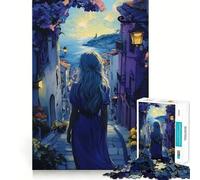 Puzzle "Donna che cammina verso il mare" da 1000 pezzi,gioco di memoria,qualità premium,taglio laser,attività rilassante per serate tranquille (38x26cm)