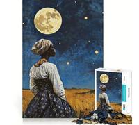 Puzzle "Donna che guarda la luna" da 1000 pezzi Gioco di logica e pensiero creativo,ideale per chi ama tagliare e lavorare con precisione Esercizio mentale per momenti di tranquillità a casa (38x26cm)