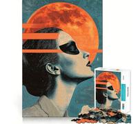 Puzzle "Donna che guarda la luna" per adulti,1000 pezzi Divertimento,concentrazione,dimensioni uniformi,pezzi precisi,attività per rafforzare il legame con i propri cari (50x75cm)