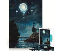 Puzzle "Donna che osserva il cielo illuminato dalla luna" per adulti,1000 pezzi,stimola la concentrazione,divertente,di dimensioni uniformi,con pezzi precisi,attività