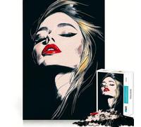 Puzzle "Donna con labbra rosse" da 1000 pezzi,divertente gioco di logica e apprendimento,con pezzi ad incastro perfetti,regalo di compleanno,rompicapo (38x52cm)