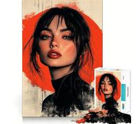 Puzzle "Donna con labbra rosse" da 1000 pezzi,stimolante per la mente,divertente,senza sbavature,pezzi ben tagliati,ideale per le vacanze e l'intrattenimento in casa (38x26cm)
