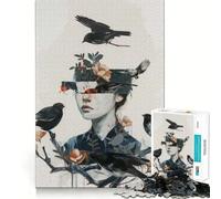 Puzzle "Donna con uccelli e fiori" per ragazzi,1000 pezzi,gioco stimolante per la mente,pezzi senza sbavature,taglio netto,facile da imparare,divertimento per tutta la famiglia (38x26cm)