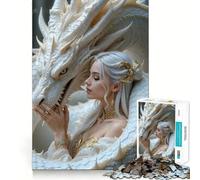 Puzzle "Donna e Drago Bianco" per adolescenti,1000 pezzi,gioco di divertimento mentale,connessione pulita e senza interruzioni,modo coinvolgente per passare il tempo libero (38x26cm)